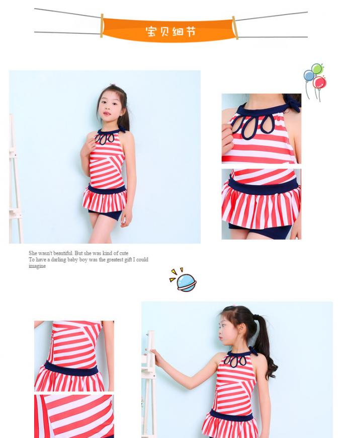 2019 Popular Stripe  Split Skirt Swimming Suit 6