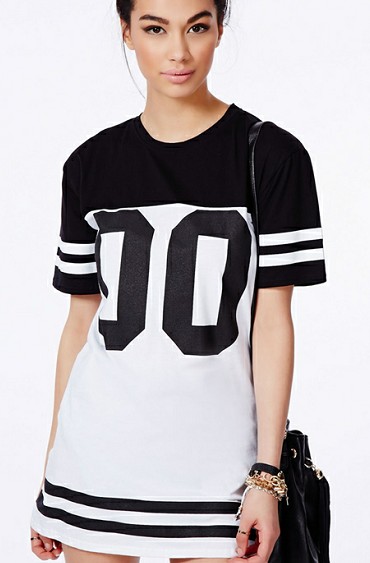 Fashion Women Longline Loose Long T Shirt Baseball Dress With Printed 6