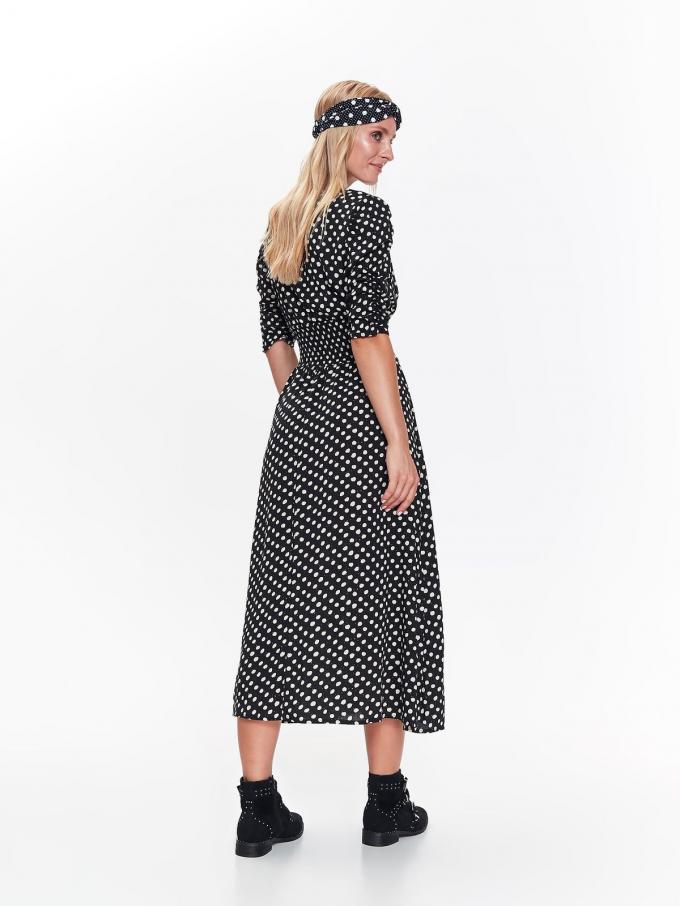 Women Elegant Short Sleeve  Polka Dot Casual Maxi Dresses With 100% Viscose 3