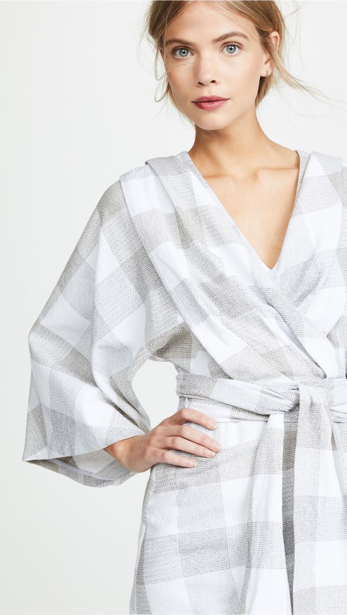 Fall Clothing Plus Size Gingham Kimono Style Wrap Dress For Women 5
