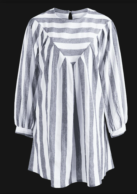 Fall Clothing Plus Size Gray Striped XL Tunic Mini Dress For Women 5