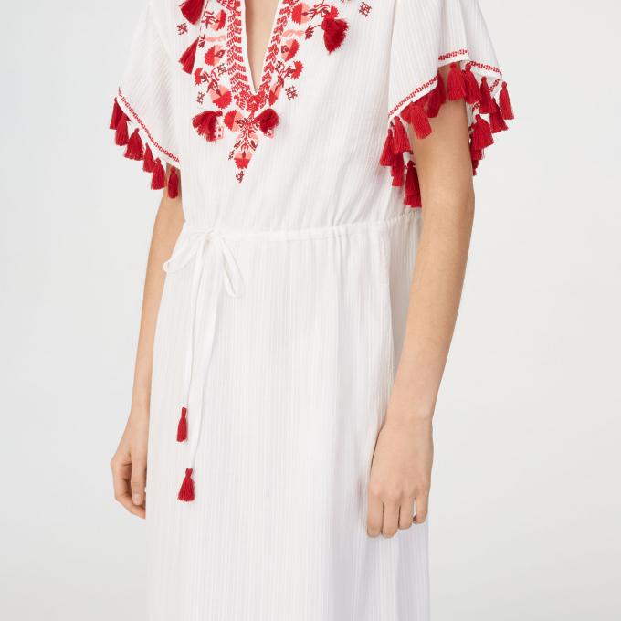 Embroidery Tassel Boho Cotton Dress Women 3