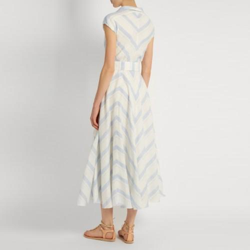 Fashion New Women Blue White Maxi Dress Girls Wrap Dress Ladies Striped Causal Dress For Wholesale 3