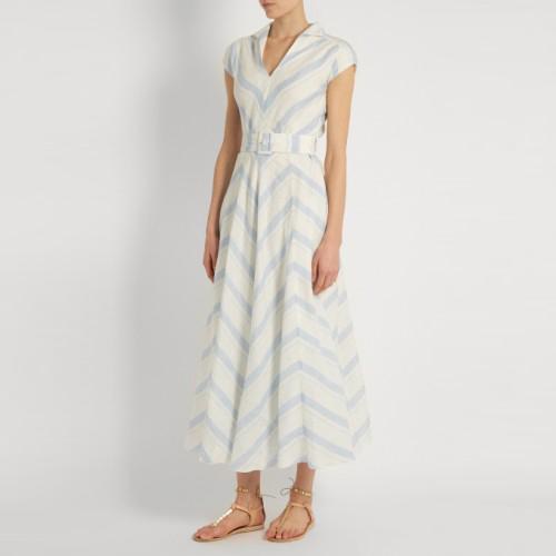 Fashion New Women Blue White Maxi Dress Girls Wrap Dress Ladies Striped Causal Dress For Wholesale 4