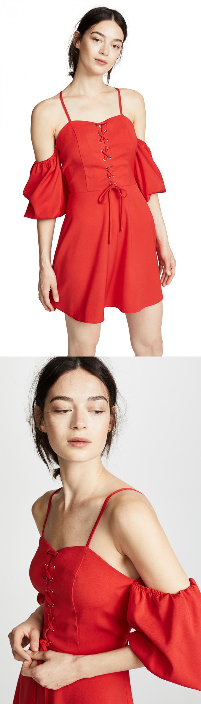 2018 Women Clothing Mini Red Puff Sleeve Summer Boho Dress For Women 3