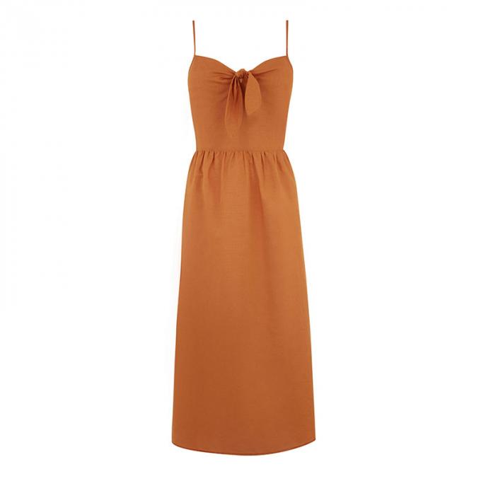 Boho Summer Dresses Design Women Spaghetti Strap Maxi 100% Linen Dress 5