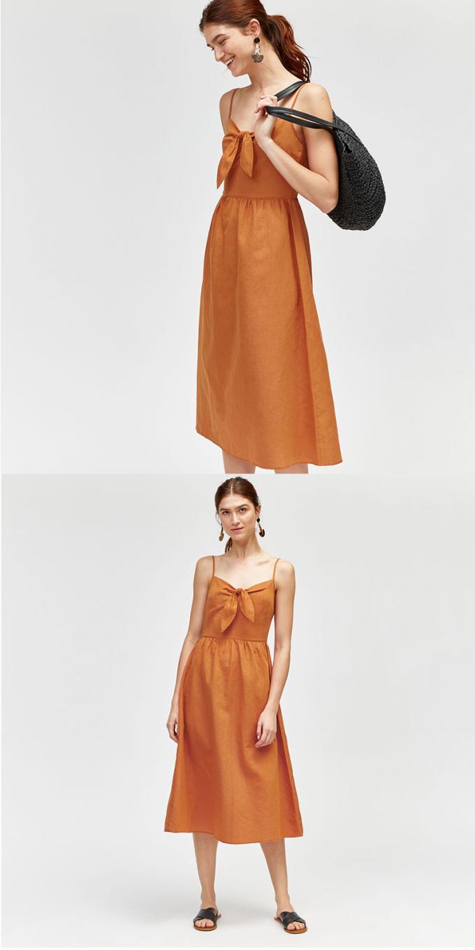 Boho Summer Dresses Design Women Spaghetti Strap Maxi 100% Linen Dress 3