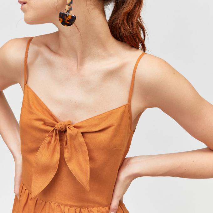 Boho Summer Dresses Design Women Spaghetti Strap Maxi 100% Linen Dress 4