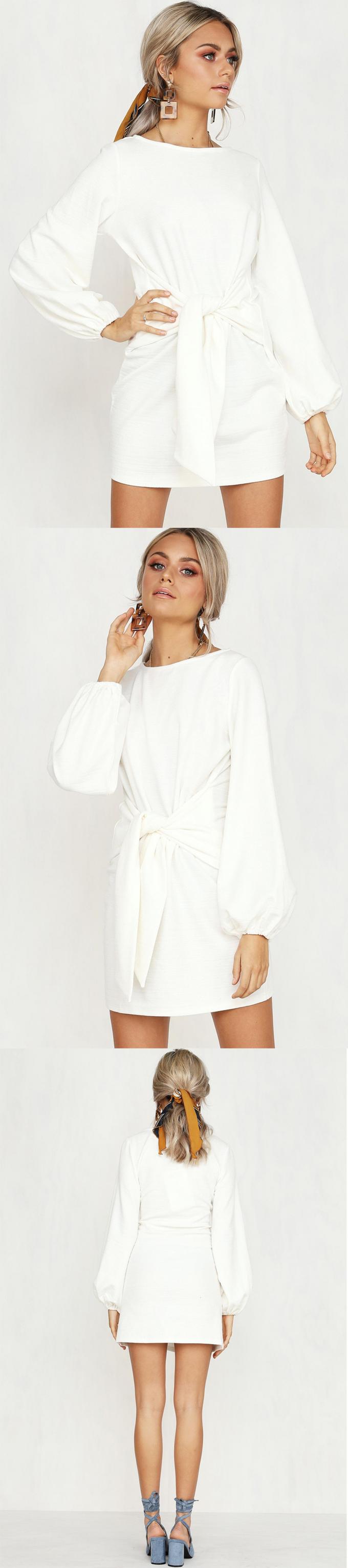 Women Apparel Summer White Puff Sleeve Mini Dress 3