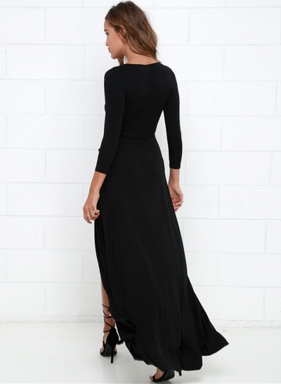 Sexy Long Plain Black Dresses For Girls 5