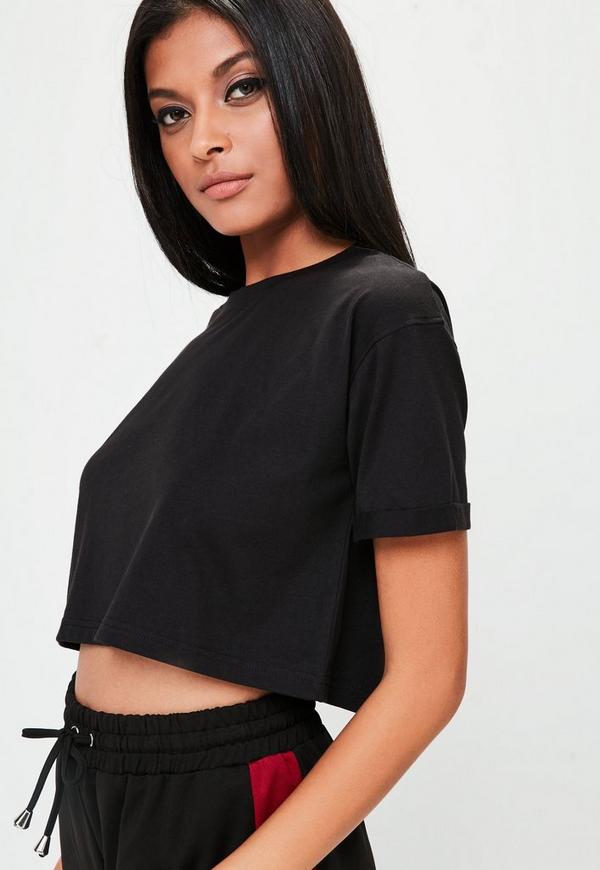 Petite Clothing Black Roll Sleeve T Shirt Women 4
