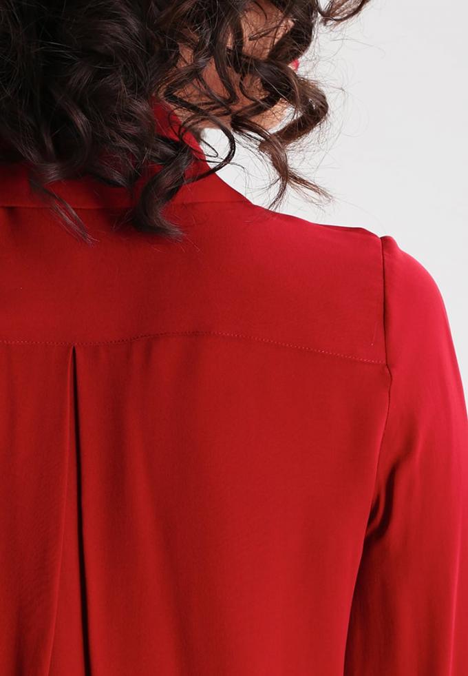 New Arrival Elegant Red Woman Autumn Long Sleeve Low V-neck Blouse and Ladies Shirt 5