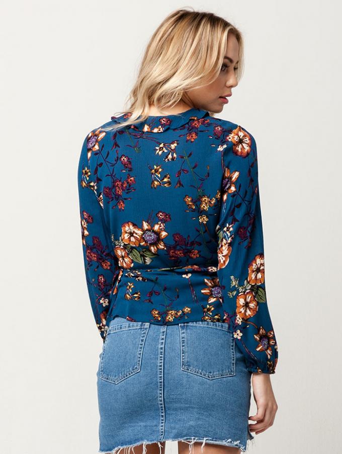 Latest Long Sleeve New Design Floral Printed Tops 4
