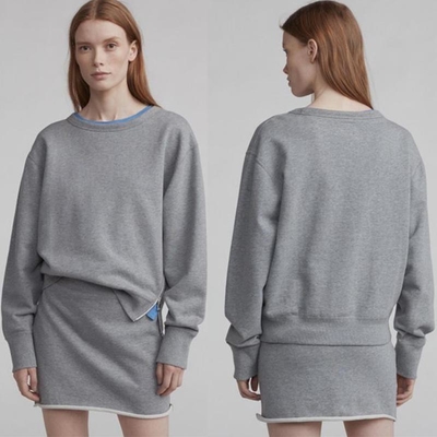 Ladies Gray Cotton Two Piece Set Sweatshirt Women