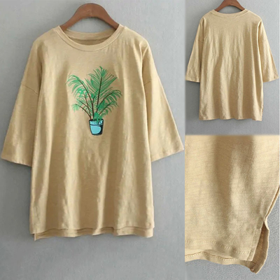 China Manufacturer Women Embroidered Crew Neck T Shirt For Girl