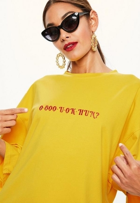 Yellow Oversized T Shirt Dress For Women