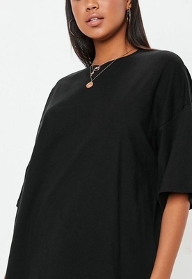 Logo Custom Black Drop Shoulder Oversized T Shirt Clothing Women