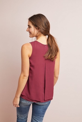 Women Red Sleeveless Top with Back zip