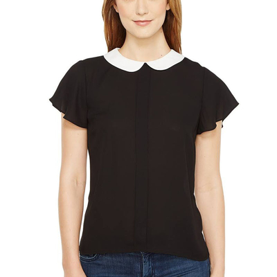 Simple style women chiffon black blouse