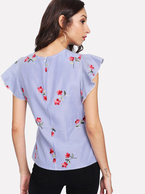 Clothes Ladies Women Summer Embroidered Blouse