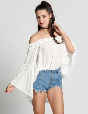 Neck Designs For Ladies Tops Fashion Women Off Shoulder Solid Blouse Tops