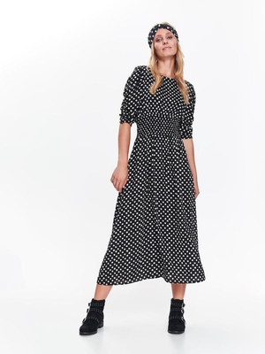 Women Elegant Short Sleeve  Polka Dot Casual Maxi Dresses With 100% Viscose