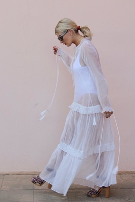 Clothing Fashion Women See-Through Sexy Beach Cover Up Dresses