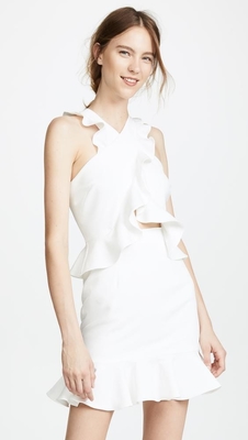 Women Clothing Latest White Ruffle Shoulder Dress Summer