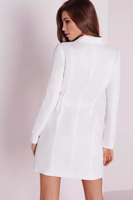 Fall White Blazer Dress Women Clothing