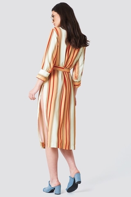 2018 Striped Kimono Multicolor Women Autumn Dress