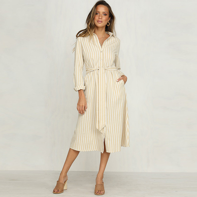 2018 Women Clothing Striped Casual Office Dress