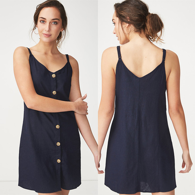 Summer women button down mini simple dress