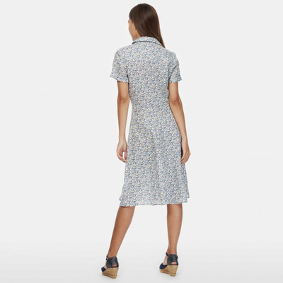 2018 New Boho Style Women Short Sleeve Linen Liberty Print Vintage Midi Beach Dress