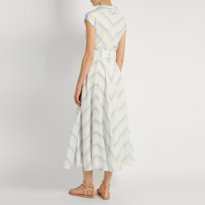 Fashion New Women Blue White Maxi Dress Girls Wrap Dress Ladies Striped Causal Dress For Wholesale