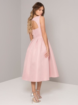 Pink Sleeveless Open Back Long Dress Woman