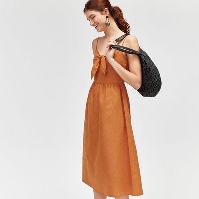 Boho Summer Dresses Design Women Spaghetti Strap Maxi 100% Linen Dress