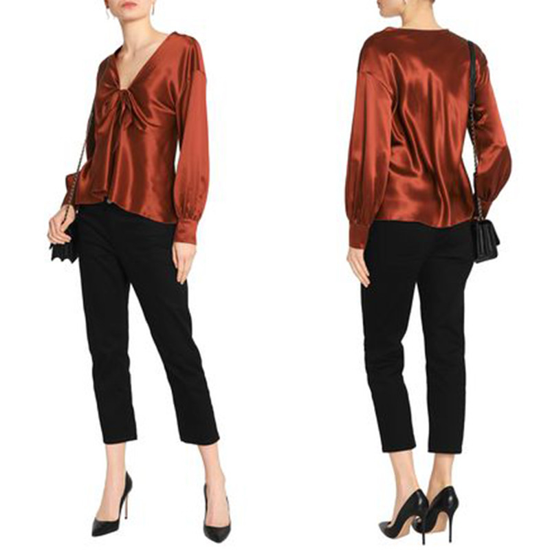 Fall Clothing Ropa Mujer Satin Long Sleeve Blouse For Women Ladies